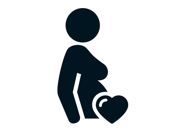 Icon on pregnant mother with heart on belly