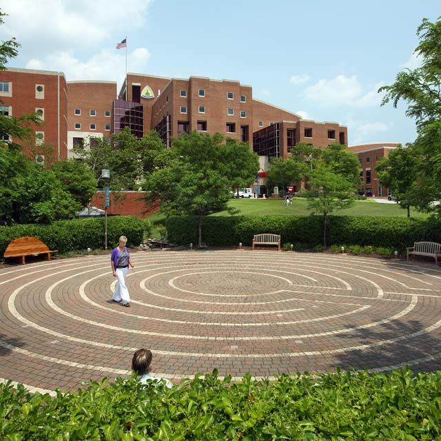 Photo shows the labyrinth at Johns Hopkins Bayview Medical Center where patients, their family members and staff stroll for exercise and/or meditative comfort. 