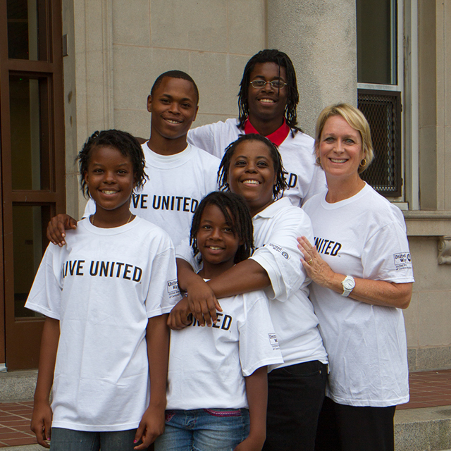 The photo shows United Way volunteers.