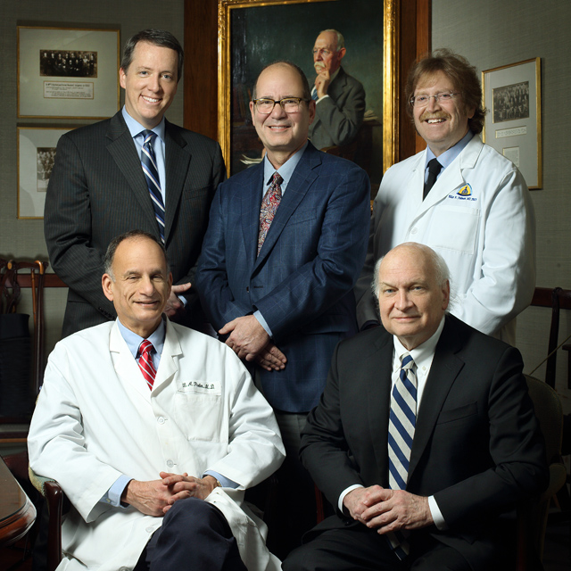 A photo shows aortic disease specialists at The Johns Hopkins Hospital. 