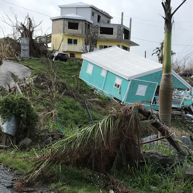 Damage on the island of St. John following hurricanes Irma and Maria