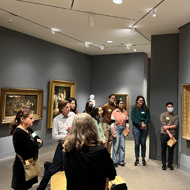 In the course Professional Identity Transformation, Johns Hopkins students discover that art stimulates perceptions and discussions not usually found in medical school. Here they attend a class at the Walters Art Museum.