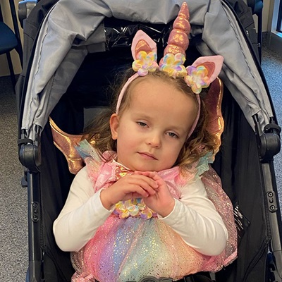 amelia dressed up as a unicorn