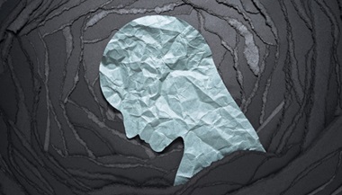 Graphic of a depressed silhouette of a person