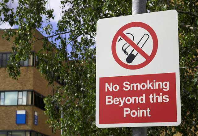 A "No Smoking" sign.