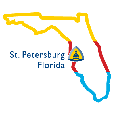 Map of Florida highlighting St. Petersburg.