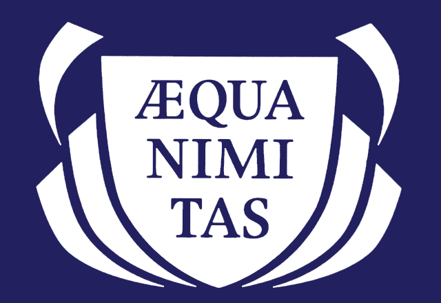 Seal featuring Latin slogan Aequanimitas.