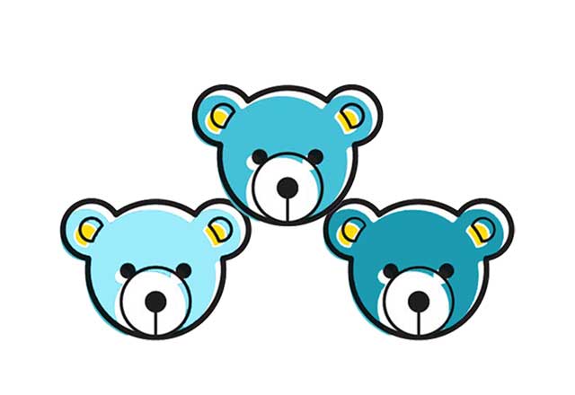 three bear heads