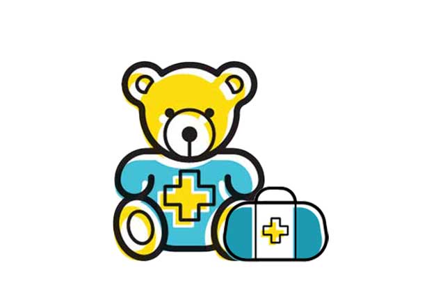 bear holding medical bag icon