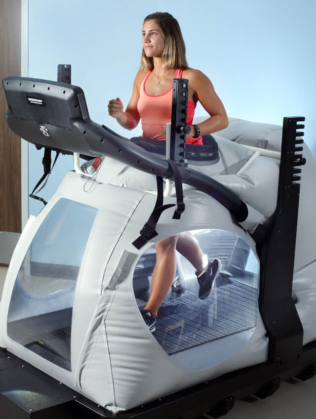 A woman in an anti-gravity treadmill