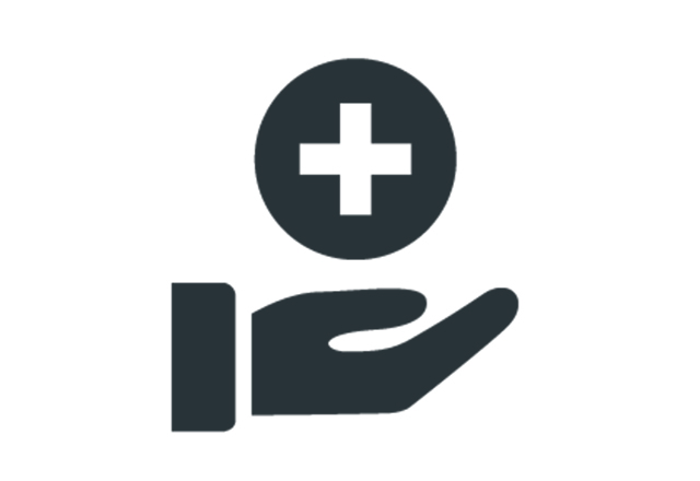 icon of hand holding medical symbol