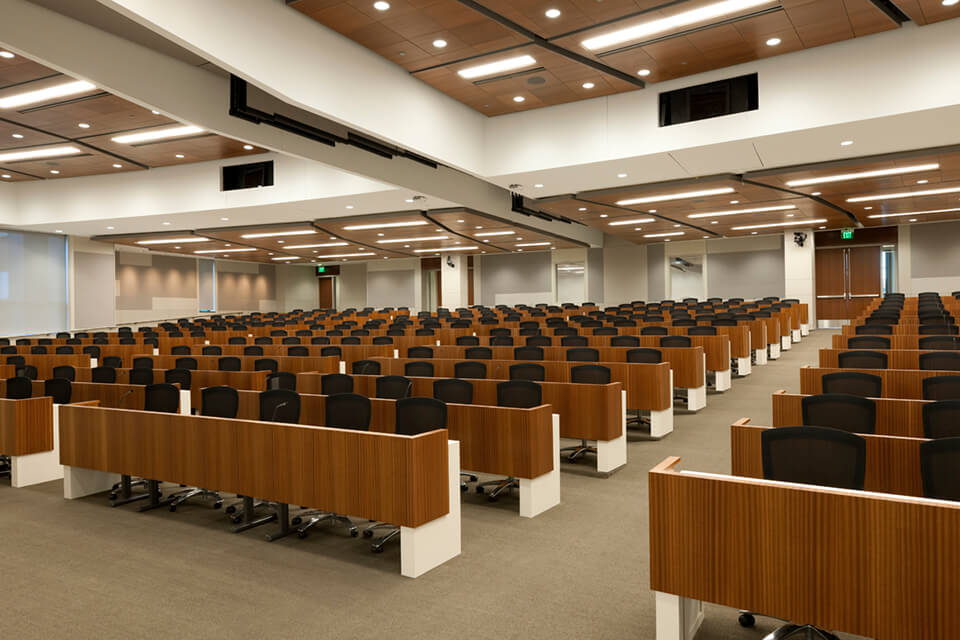 The lecture hall holds 340 people.