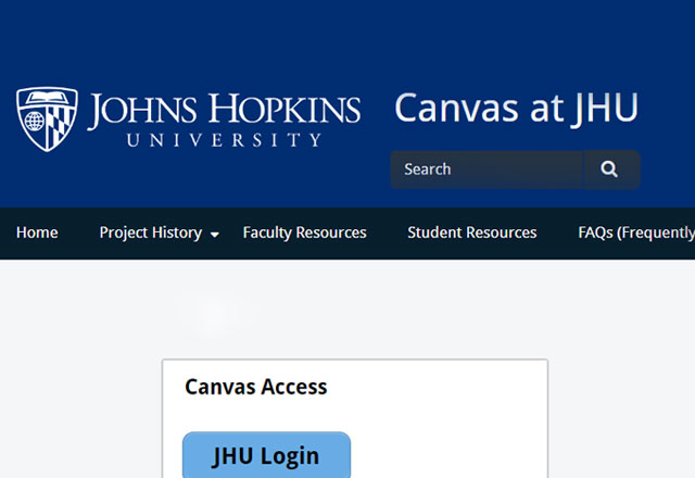 jhu canvas student login