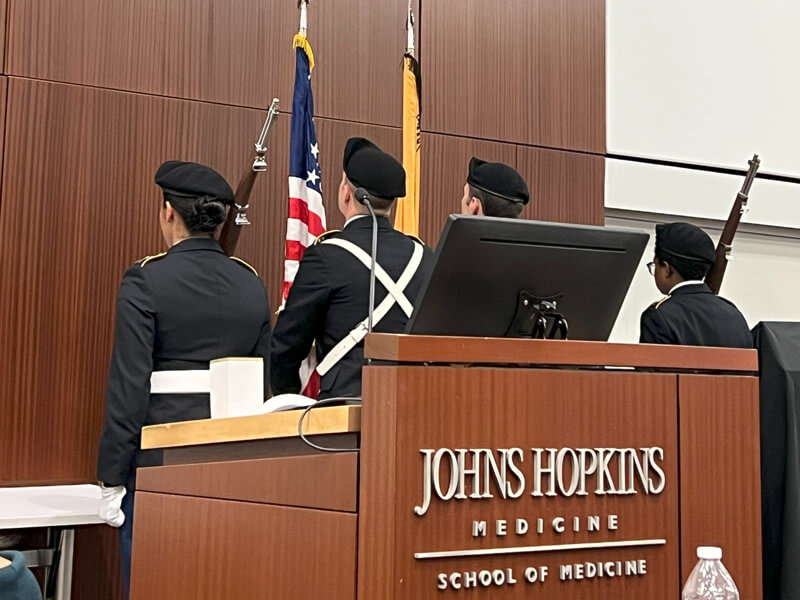 JHU ROTC Color Guard presenting the flag