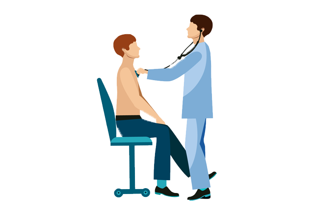 colorectal surgery - illustration of doctor listening to patient chest
