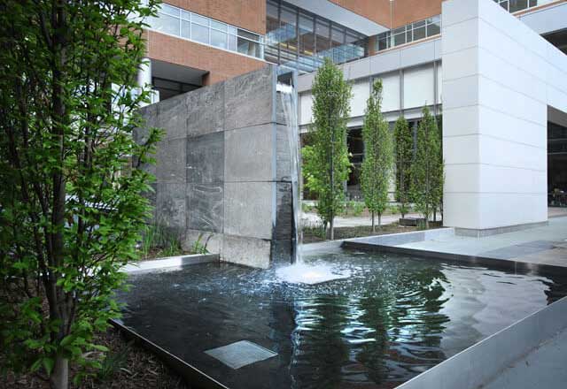Image of showing the fountain of The Milton A. and Harriet F. Laitman Memorial Garden