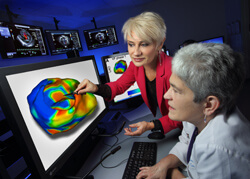 Natalia Trayanova, left, and Jane Crosson say the model “is like having a virtual electrophysiology lab where we can predict best outcomes before we even touch the patient.