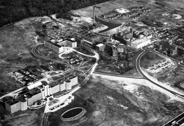 aerial shot of Johns Hopkins Bayview Medical Center in 1968