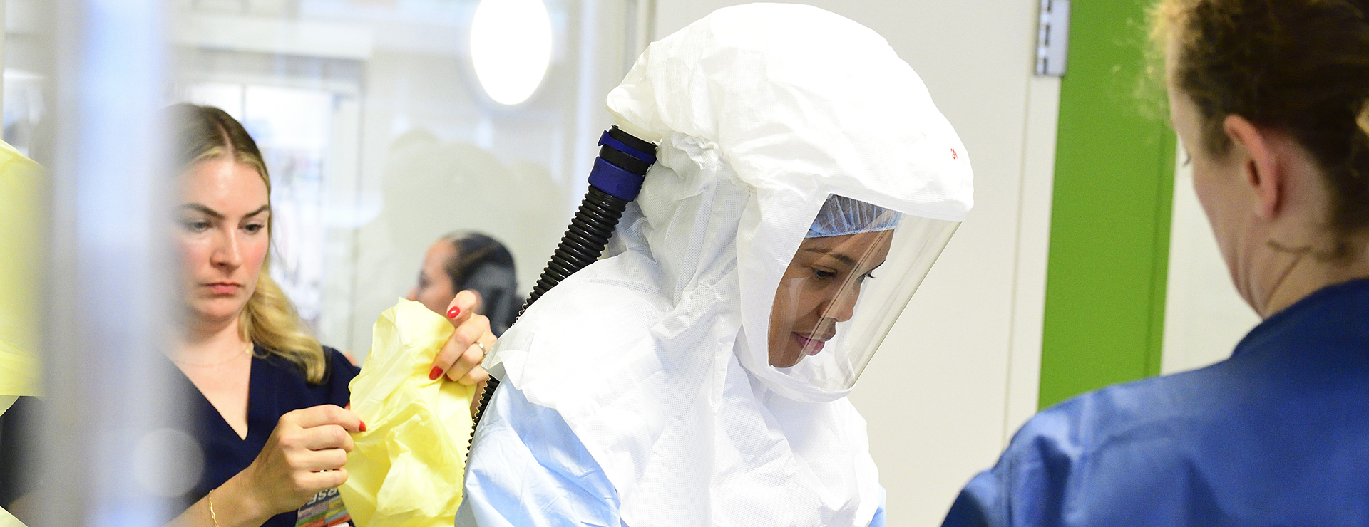 Staff doing a drill with suit on. 