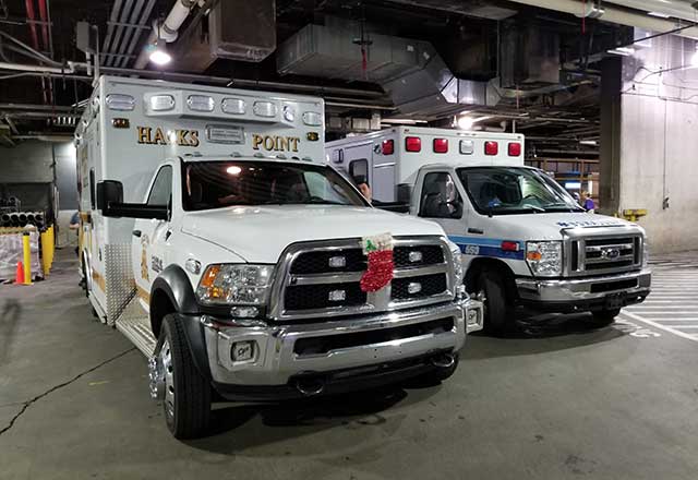 Two ambulances.