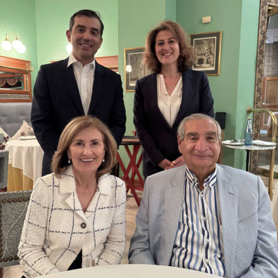 Johns hopkins urological cancer researchers mo allaf and armine smith smile with donors mary and armeane choksi
