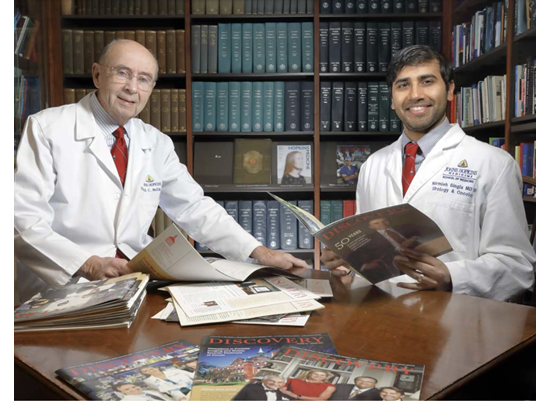 Singla takes the helm of Discovery. Featuring Dr. Patrick Walsh, Discovery’s founding Editor-in-Chief pictured with Dr. Nirmish Singla. 
