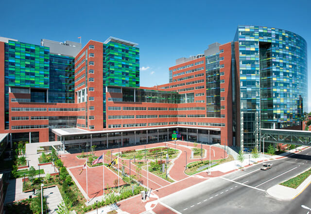 Image of the main Johns Hopkins Hospital campus in East Baltimore
