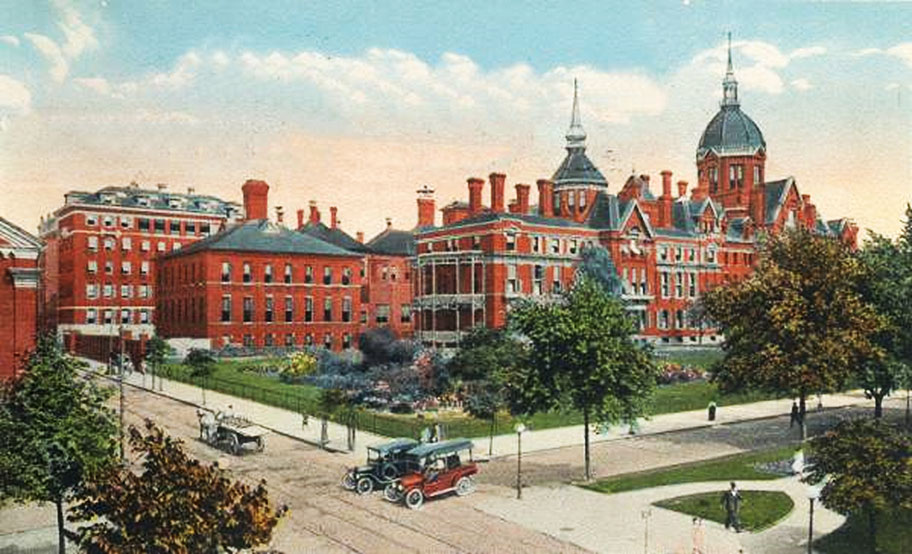 Illustration of the Johns Hopkins Hospital campus