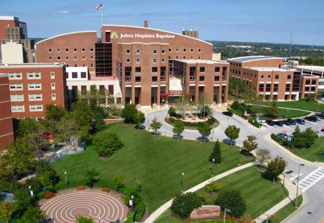 Exterior shot of the Johns Hopkins Bayview Medical Center