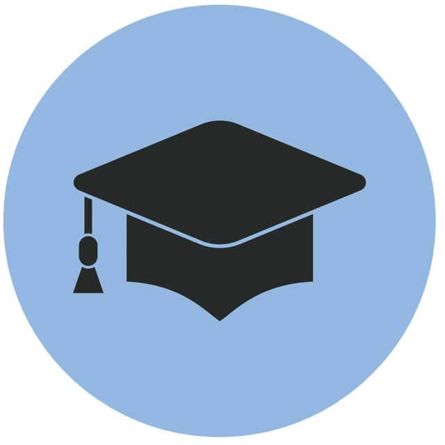 A simplistic graduation cap graphic