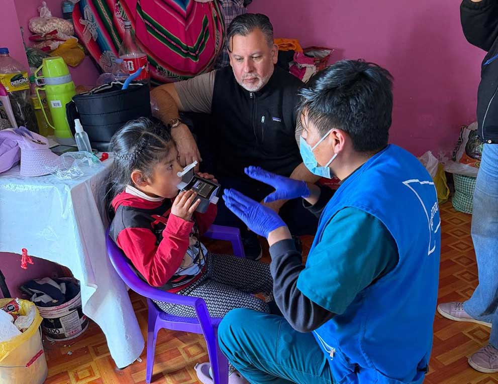 Will evaluates a young patient's breathing