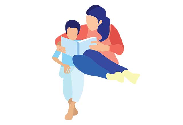 Mother reading to child graphic