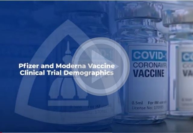 Video thumbnail titled "Pfizer and Moderna Vaccine Clinical Trial Demographics"