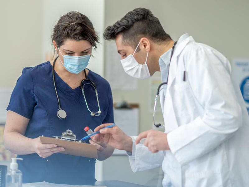 Medical professionals talking