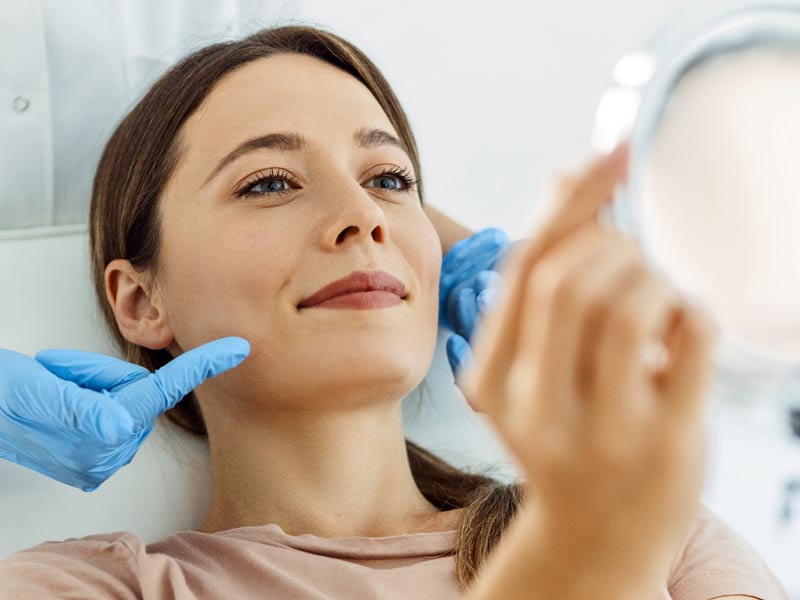 Woman getting cosmetic procedure
