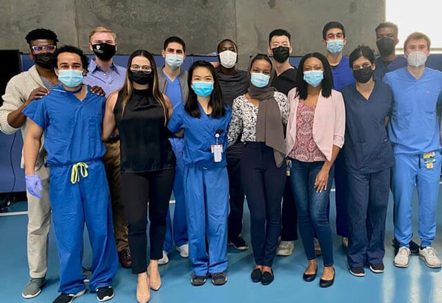 Group of masked students
