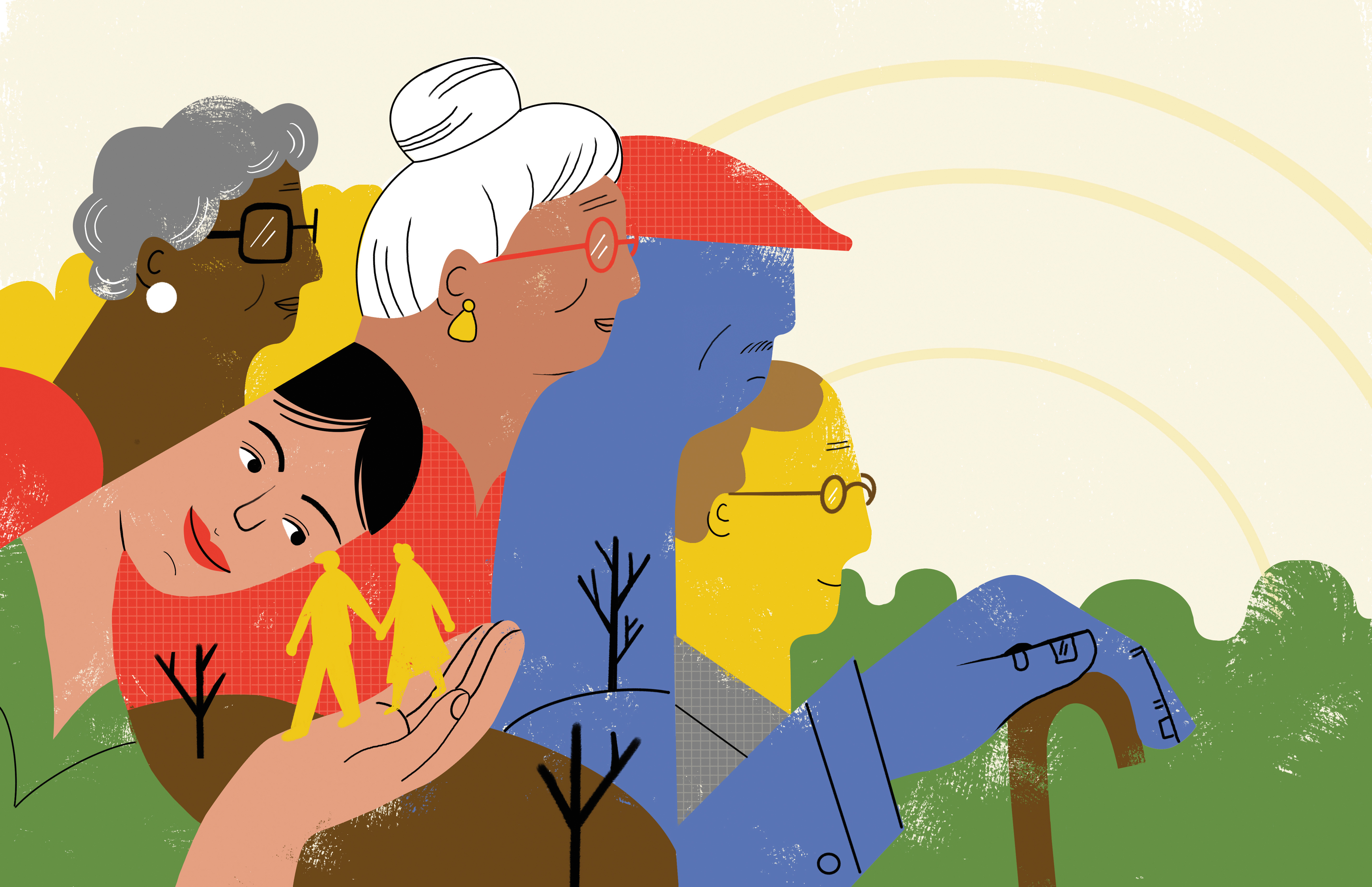 colorful artwork depicting smiling older people