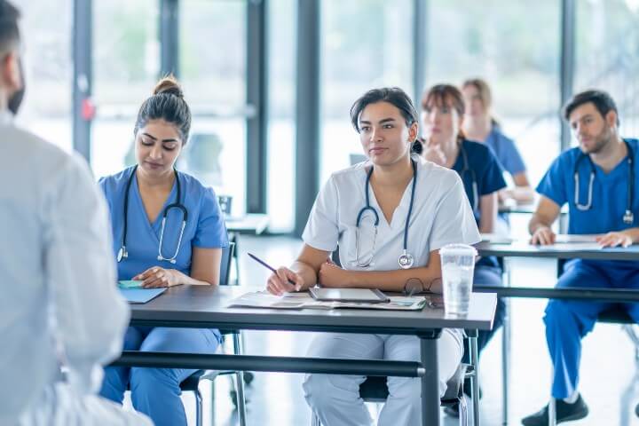 group of doctors in a classroom