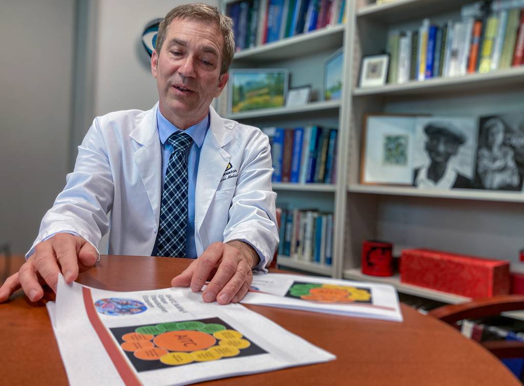doctor explaining research