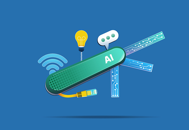AI multi-tool knife illustration