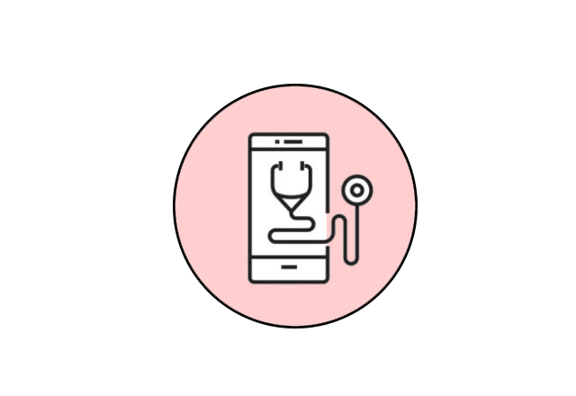 stethoscope on mobile device icon