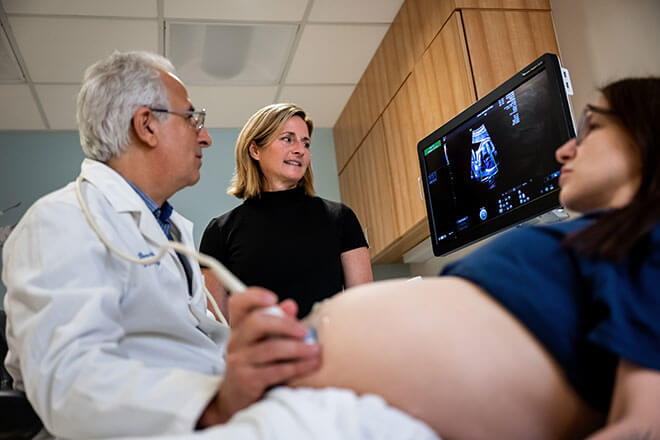 Ahmet Baschat and Aimee Armstrong perform fetal imaging