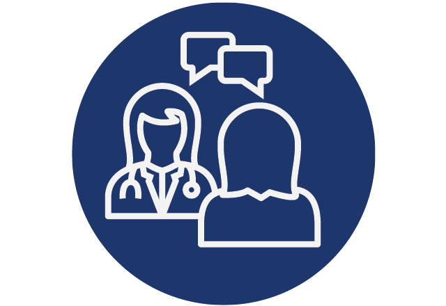 Icon of doctor and patient hugging