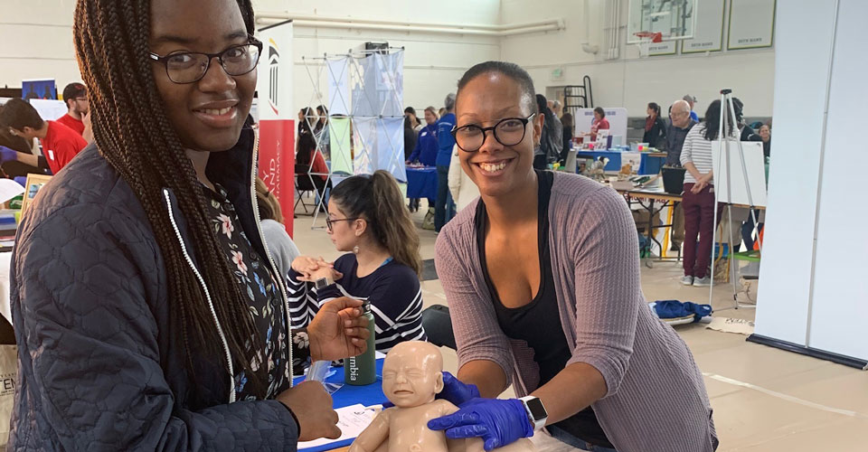 At the STEM career fair for girls