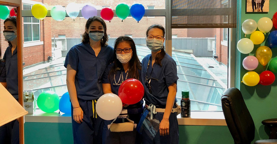 Gynecology residents celebrating a birthday
