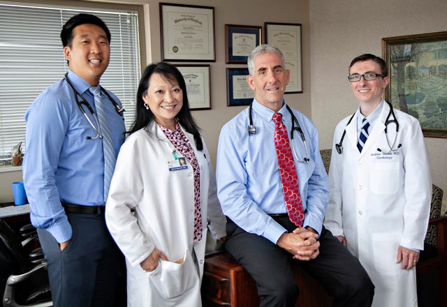 From left, Daniel Kim, MD, FACC, Adrian Preston, MD, FACC, Michael Silverman, MD, FACC, Jeffrey Weiss, MD, FACC
