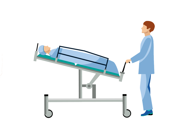 illustration of healthcare provider pushing patient in gurney
