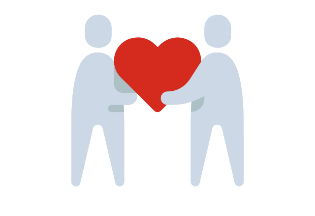 two people holding a heart icon graphic