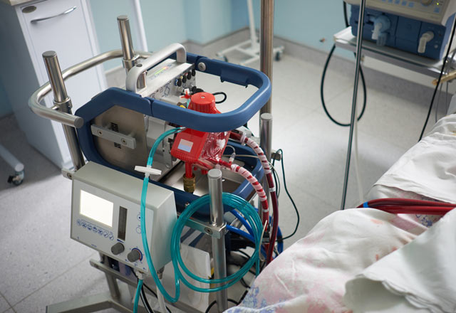 ECMO machine in a hospital room