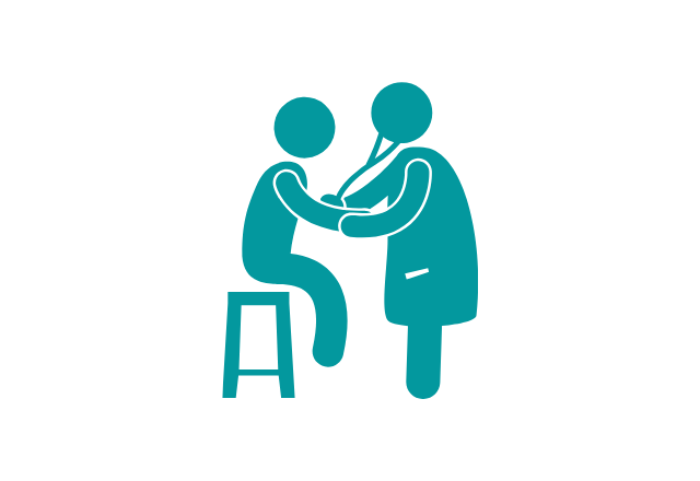 Icon of a doctor with a stethoscope and patient